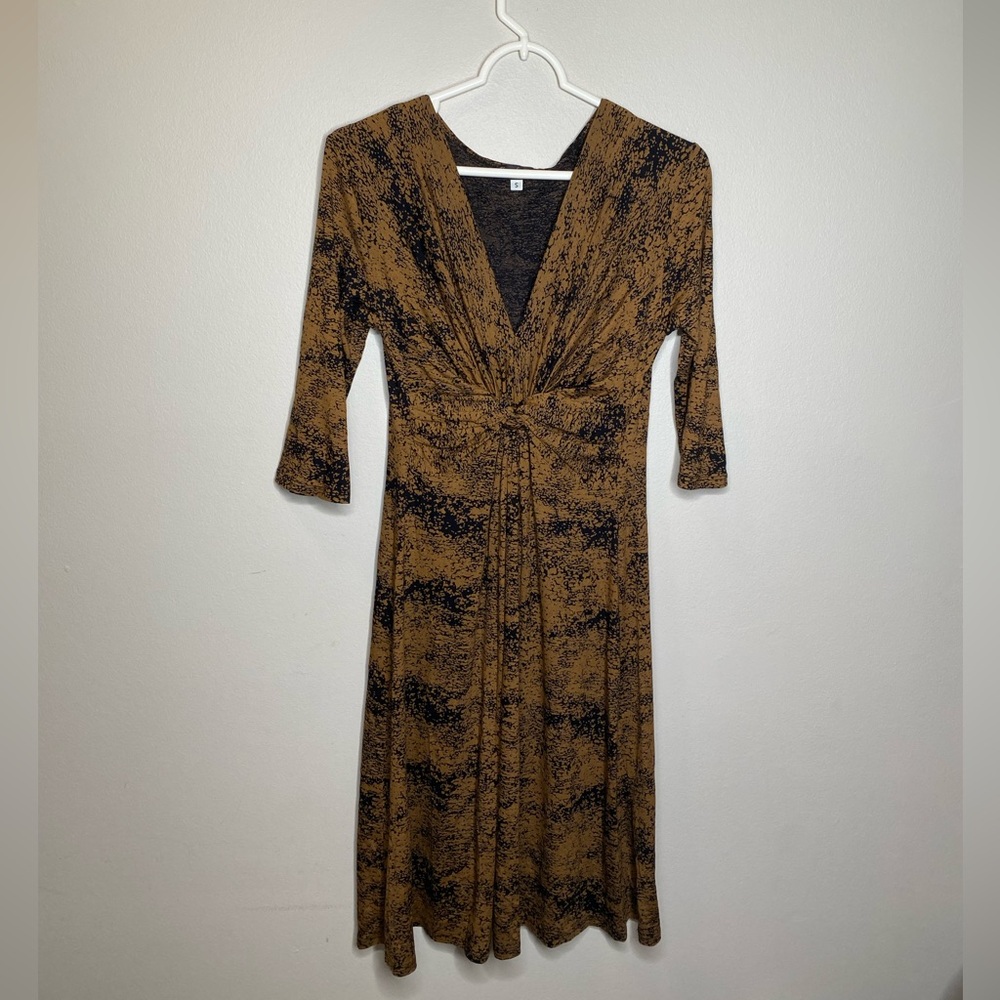 Fleur De Paris women’s dress size small brown and black elbow length sleeves